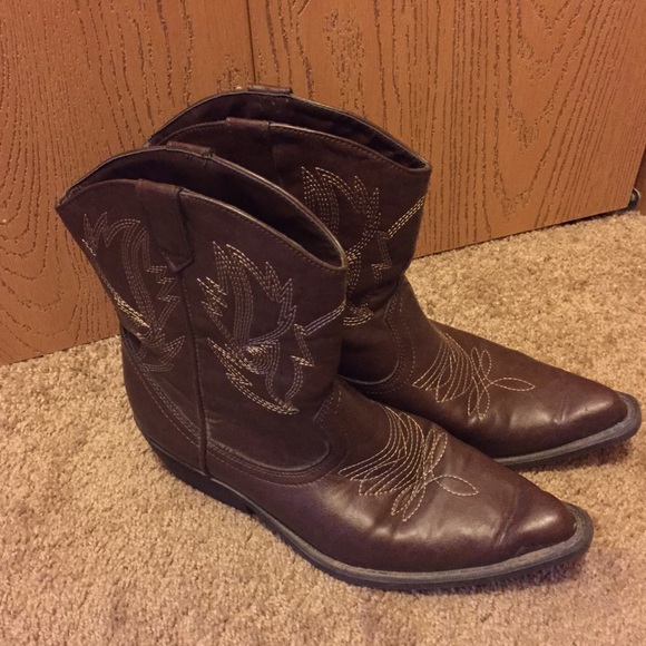 Faux leather cowboy boots
