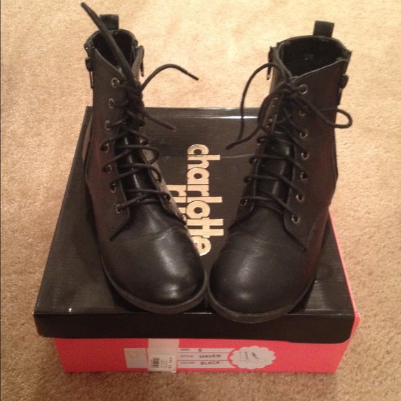 Charlotte Russe Shoes - CR black combat boots