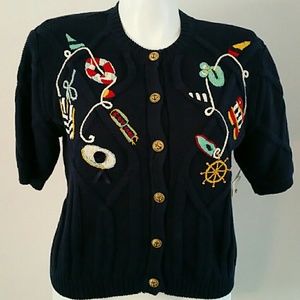 Nwt Sweater, Short Sleeves by Susan Bristol Navy