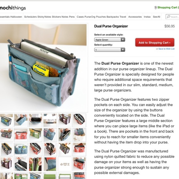 Sky blue purse organizer