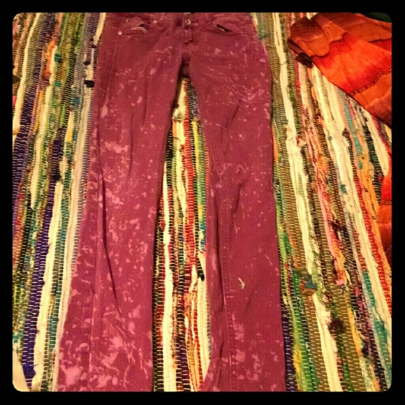 Hot Topic Punk Acid Wash Magenta Skinny Jeans