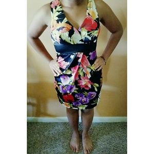 Floral Pattern dress with low cut back