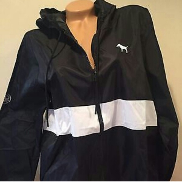 Victoria secret pink black and white windbreaker clearance