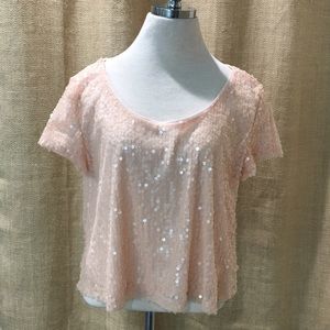 Blush pink sequined crop top