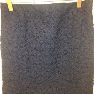 Navy Talbots embroidered navy linen skirt