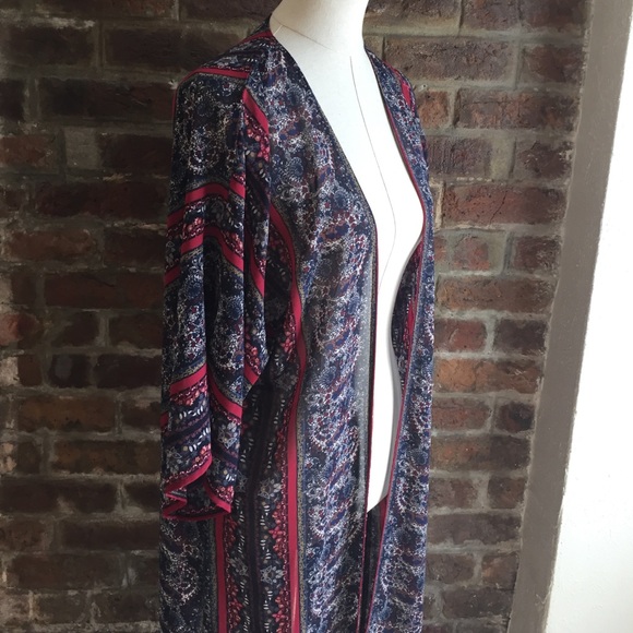Burgundy/blue printed duster ❤️💗💜💙