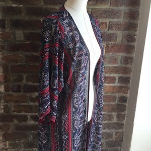 Burgundy/blue printed duster ❤️💗💜💙