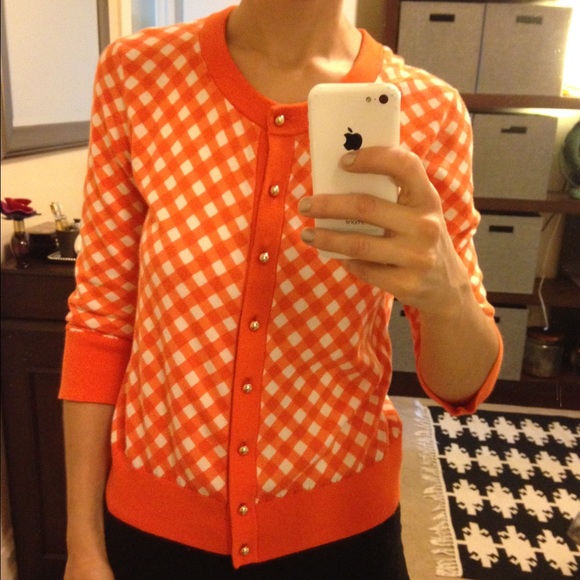 kate spade Sweaters - Kate Spade Gingham Gold Button Cardigan