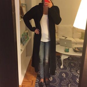 J. Crew ankle length hooded, ribbed black sweater