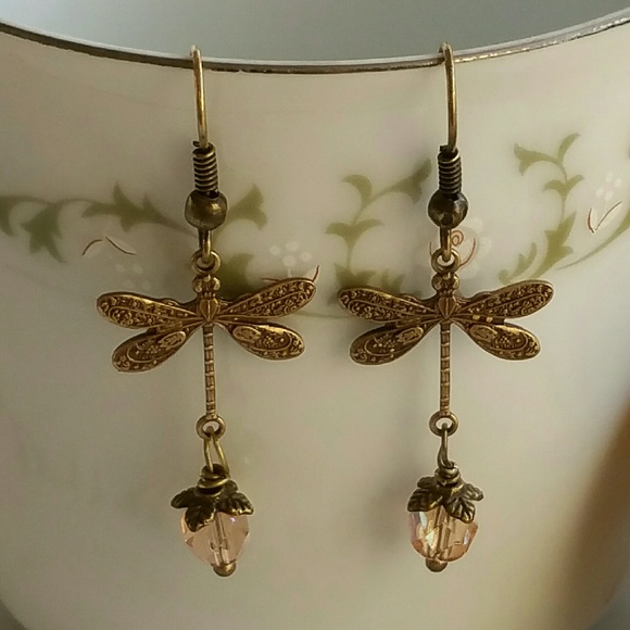 SOLD ♨️Antique Bronze dragonfly earrings - Picture 3 of 4