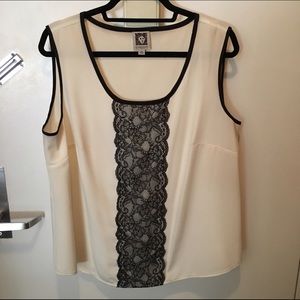 Plus Size Lace and Cream Shell