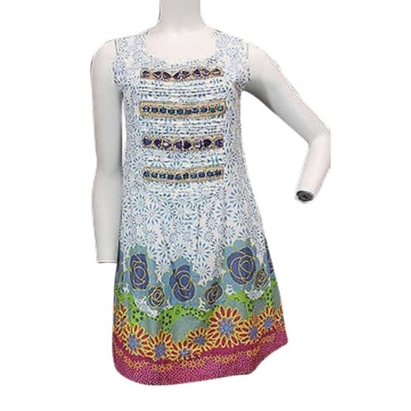 Jode' Freda Print Embellished Cotton Blouse  M