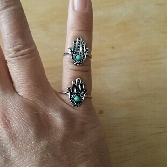 Hamsa double ring set
