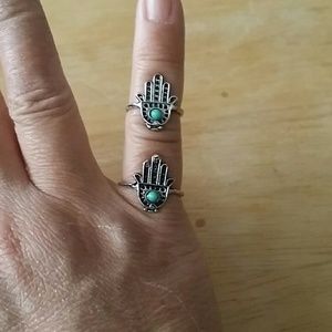 Hamsa double ring set