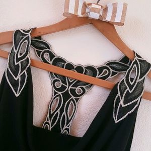 black scoop-neck