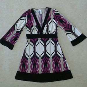Purple graphic print tunic, mini dress