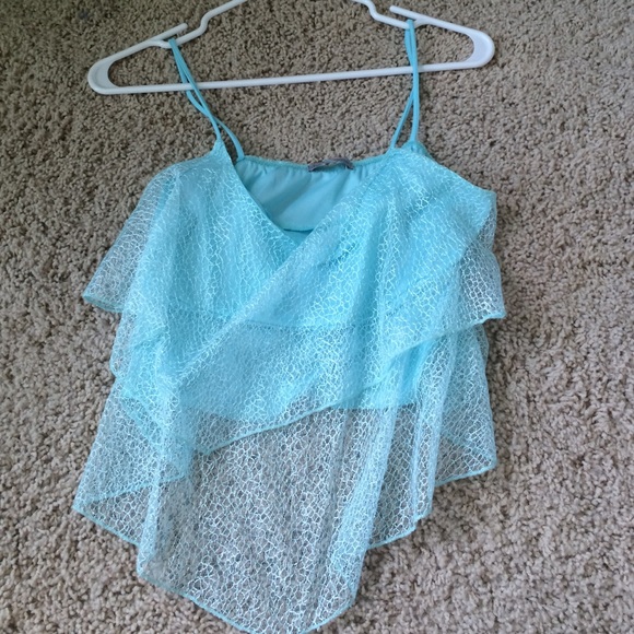 blue lace crop top