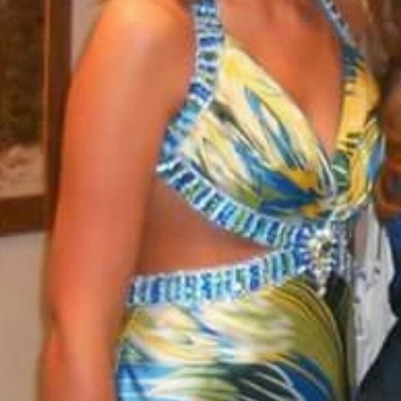 Long satin prom dress.