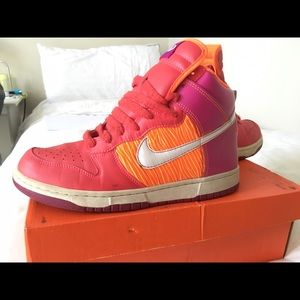 Nike high tops orange and pink