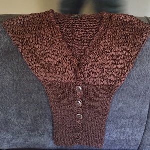 Brown woven sweater blouse