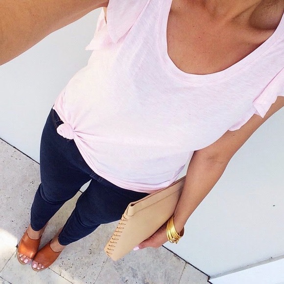 Blue Ruffle Sleeve Top- Size XL