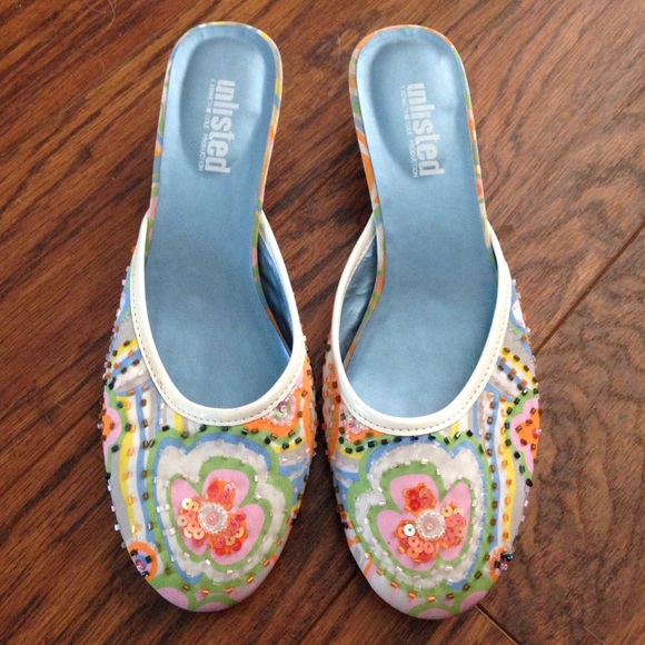 Beaded Multicolor Kitten Heels