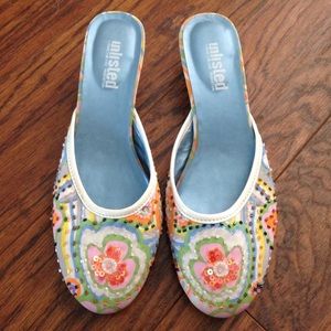 Beaded Multicolor Kitten Heels