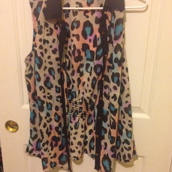 Cheetah print tank blouse