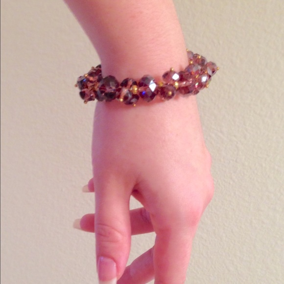 Gold & plum crystal-like bracelet