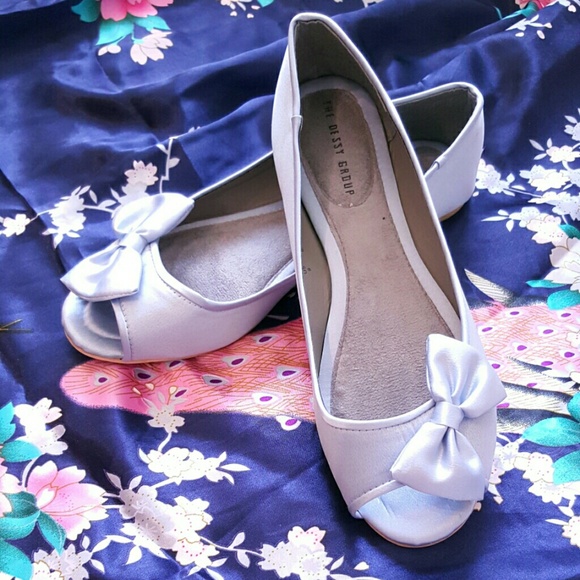 baby blue satin flats