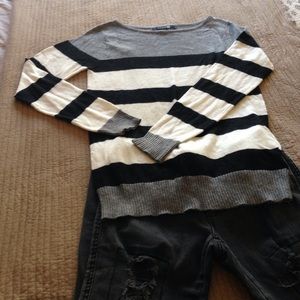 White,black,gray strip sweater size small.