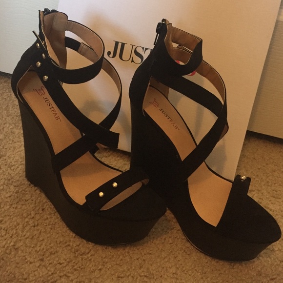 JustFab Shoes - NWOT Just Fab New Black Wedges