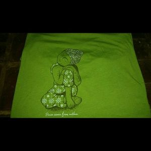 Buddha Tshirt  - V neck - Short Leeve - Green