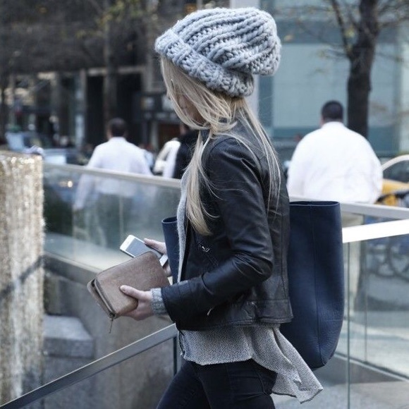 Accessories - Gray grey chunky knit beanie winter fall soft