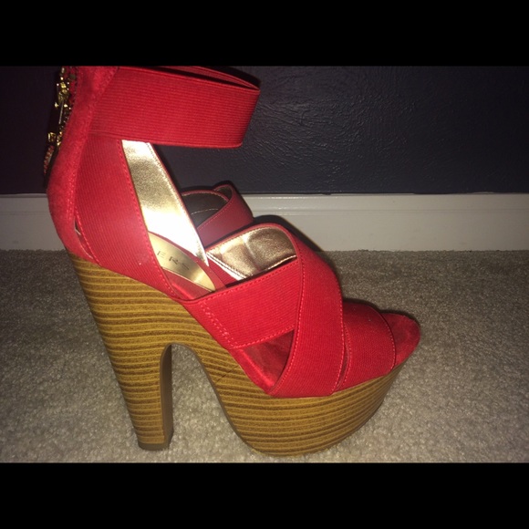 Red Wedge Sandal