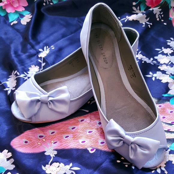 Baby blue satin flats