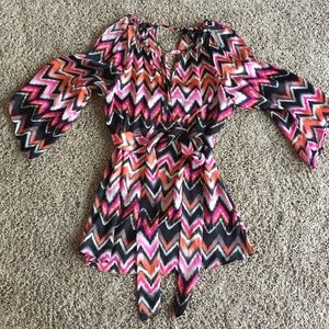 Bebe shoulderless top with tie for waist