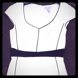 NEW Winter White with Black piping dress