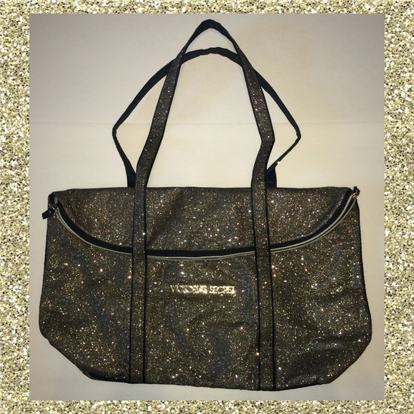 Victoria's Secret Handbags - NWT VS Gold & Black Overnight Tote Limited Edition