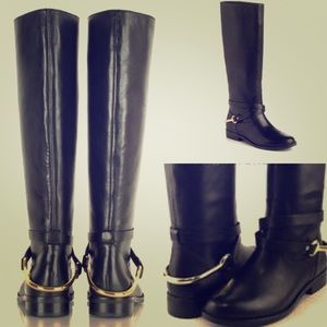 LAUREN BY RALPH LAUREN BLACK JENNY FLAT KNEE BOOT