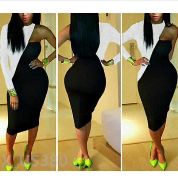 SEXY ONE SLEEVE BODYCON DRESS
