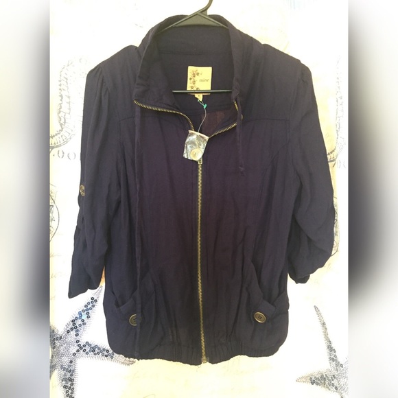 Blue Zip Up Blouse