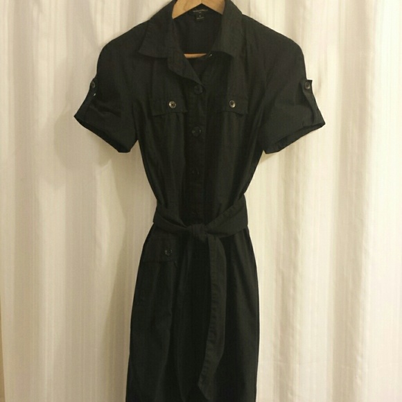 Black Banana Republic tie front shirt dress