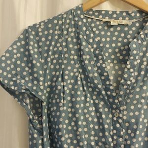 Boden blue and white polka dot shirt dress