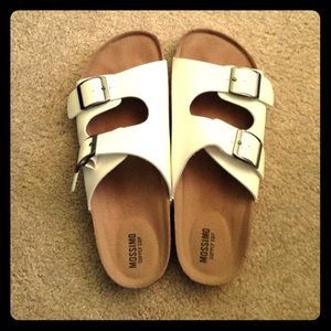 White slip on sandals