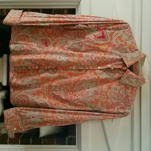 Lands End Paisley Button up Blouse - 16