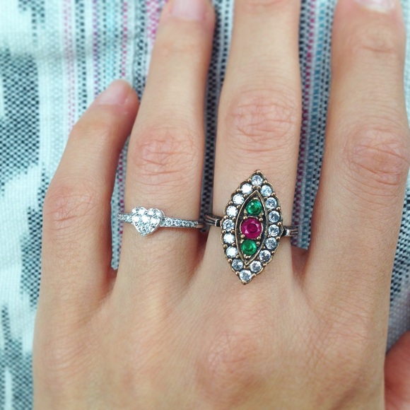 /Held for Cassandra/ Vintage Multi Crystal Ring