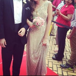 Amazing beaded silk one shoulder gown