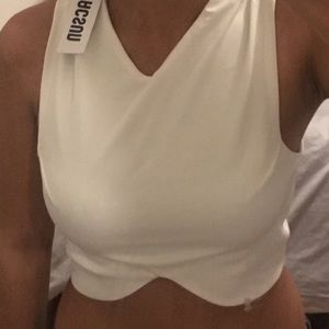 SOLD | Scalloped crop top (white)