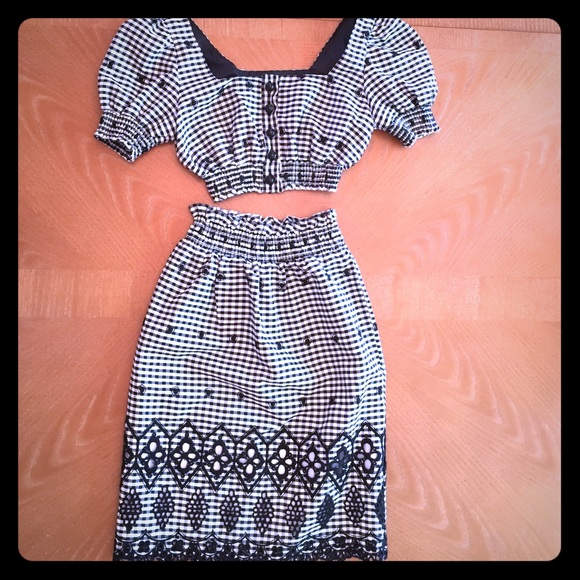 Betsey Johnson Dresses & Skirts - Betsey Johnson Gingham Crop Top and Pencil Skirt